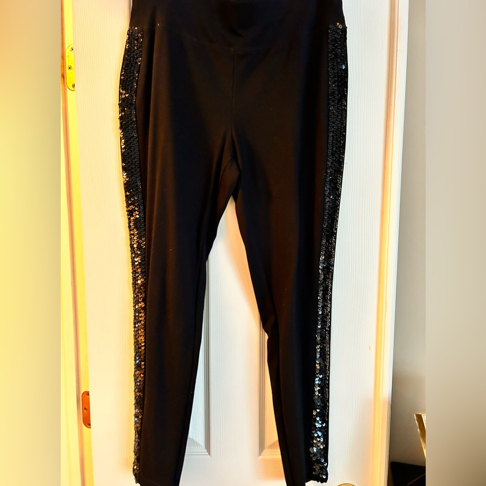 Sequined stretchy pants.